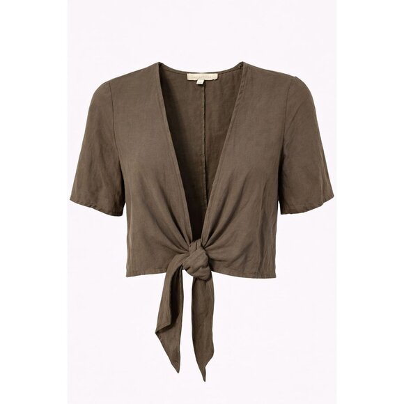 Dances & Marvel Tops - Dances Marvel Size S Olive Green Tie Front Cropped Bolero Top Boho Festivalcore